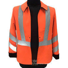 Orange high visible 1/2 placket mens cotton drill reflective tape farmer workshirts